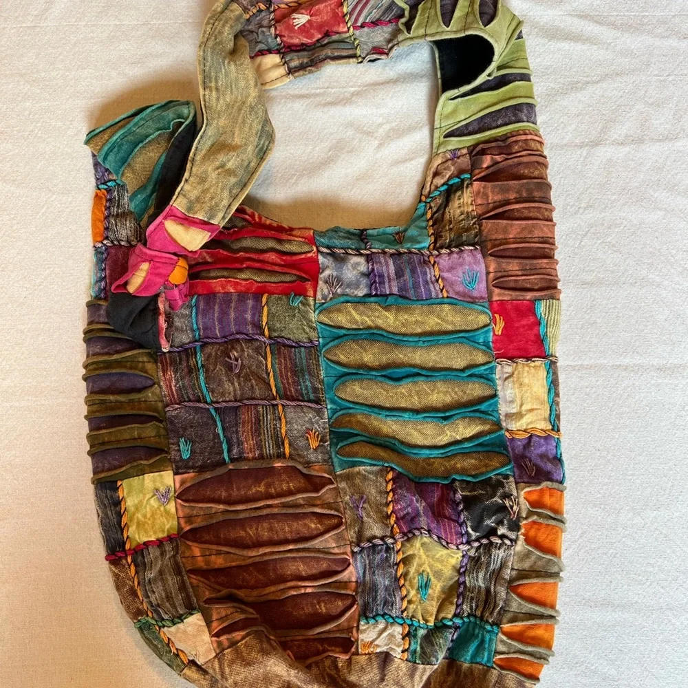 Boho Patchwork Hobo Bag Hippie Festival Crossbody Purse